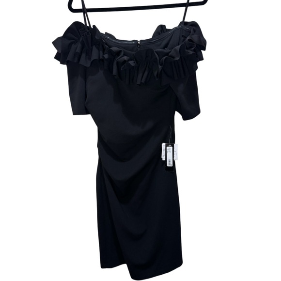 Xscape Off-the-Shoulder Ruffle Neck Short Sleeve Stretch Scuba Crepe Dress - Picture 4 of 8